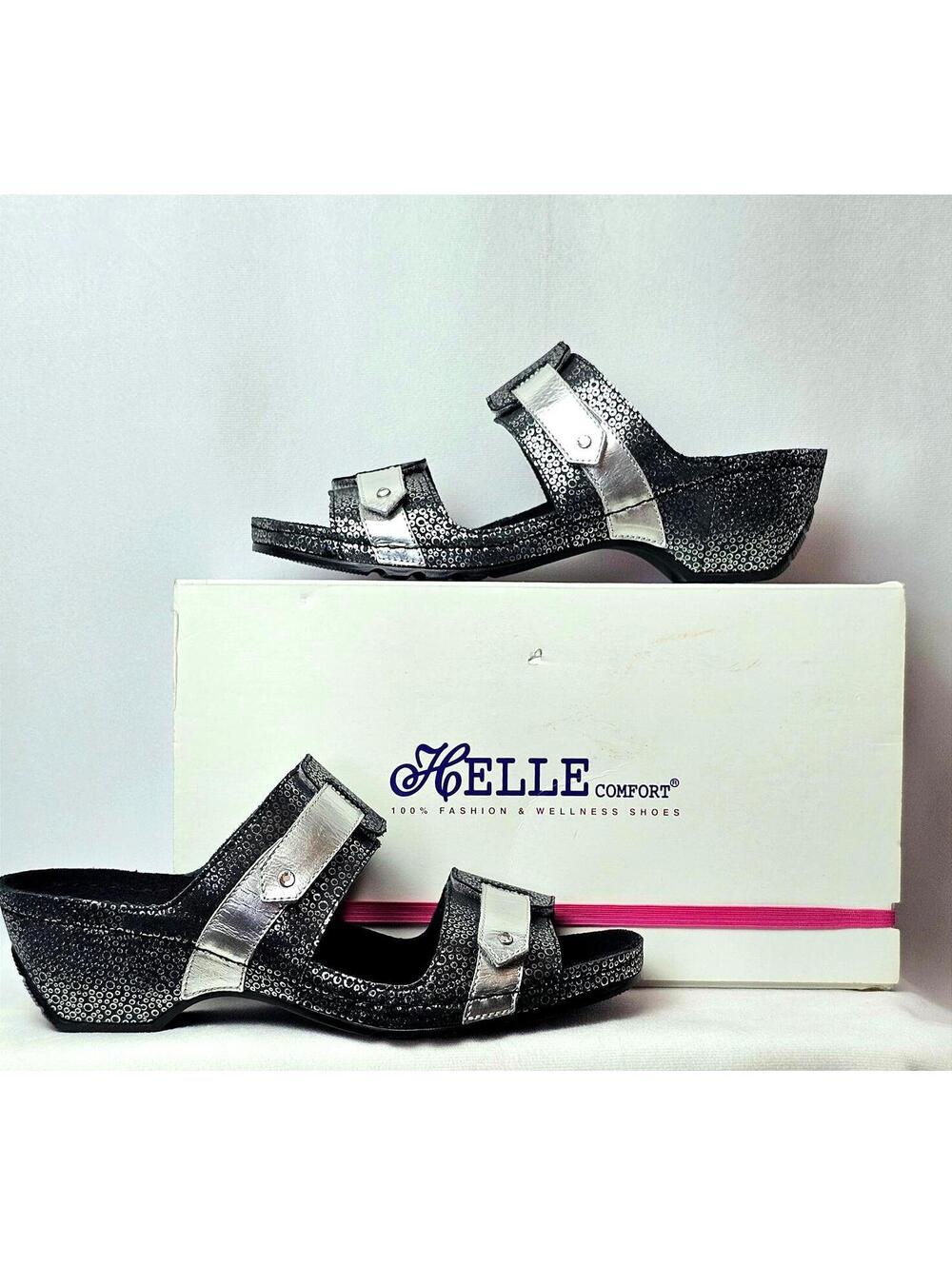 Helle Comfort Women's Abril Black Wedges Size 40/9-9.5